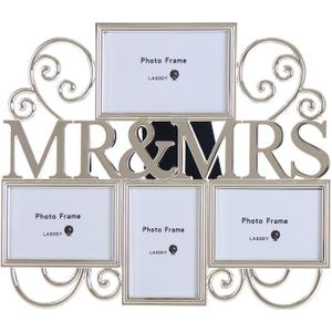 Mr & Mrs Picture Frames,Cherish Every Memory,4 opening photo collage,Silver Plating,Wedding Gifts