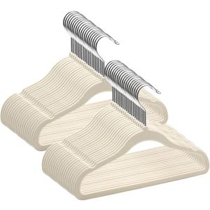 GoodtoU Kids Hangers Velvet 50 Pack - Baby Felt Hangers Non Slip Toddler Hanger Children's Hanger for Kid (11.8 inch 50 Pack, Beige)