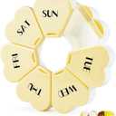 MOLN HYMY Large Weekly Pill Box 7 Day, Pill Case Organizer, Flower Pill Container Once Daily, Round Medicine Dispenser for Vitamin/Fish Oil/Medication/Supplement (Yellow)