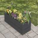 Nuvue Products Terrace Garden Box, 44.5" L x 16.5" W x 11.5" H, Polymer with Woodgrain Texture, Dark Gray