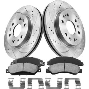 Anpulsero Front Brake Kit Compatible with Chevy GMC Silverado Sierra Yukon XL Suburban Express Savana 1500 Tahoe Avalanche Escalade ESV EXT Drilled & Slotted Brake Rotors Brakes Pads Replacement
