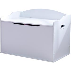 KidKraft Austin Wooden Toy Box/Bench with Safety Hinged Lid, White, Gift for Ages 3+