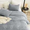 CozyLux Fluffy Queen Comforter Set - Super Soft Faux Fur Grey Comforter Queen Size, Winter Warm Fleece Bedding Set, 3 Pieces Plush Fuzzy Bed Set (1 Shaggy Comforter, 2 Pillowcases)