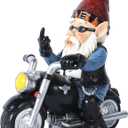 Garden Gnome Riding Motorcycle Funny Outdoor Gnome Decoration Indoor Outdoor Lawn Figurines for Home Yard Décor, Small