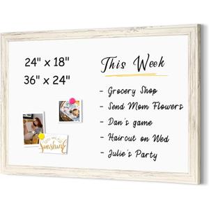4 THOUGHT Dry Erase Board, 36 x 24 in Magnetic Whiteboard White Vintage Wood Frame Wall-Mounted White Board Decorative Notice Board for School, Office, Home, 8 Magnets 4 Markers 1 Eraser