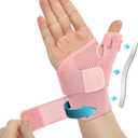 Thumb Splint with Wrist Brace - Thumb Support Brace for Wrist Hand Thumb Stabilizer Fits Both Right Left Hand for Men and Women, Coral Rose (One Size)