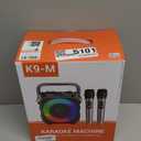 Karaoke Machine, Portable Bluetooth Speaker with 2 Wireless Microphones for Adults & Kids with Lights, Karaoke Microphone with PA System Supports USB/TF/REC/FM/AUX for Home Party Home System Packages (Black)