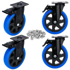 6 inch Heavy Duty Caster Wheel 2400 Lbs Swivel Caster Wheel Industrial Casters Set of 4 Plate Casters Dual Lockable 360 Degree Polyurethane Wheels for Cart Trolleys Furniture Equipment