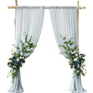Ling's moment Wedding Arch Flowers for Wedding Ceremony Arrangement Decor, 2 Pcs Fake Flowers Swag Floral Garland Decoration, 2pcs Drapes Kit, Backdrop Stand for Party Wedding Gifts|Dusty Blue & Navy