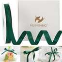 HUIHUANG Hunter Green Satin Ribbon 1/2 inch X 50 Yards Continuous, Dark Green Double-Faced Satin Ribbon for Gift Wrapping, Bows, DIY Crafts, Flower Bouquet, Wedding Decor, Christmas