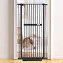 WICHEMI Extra Tall Pet Gate, 55" Height, 30"-33" Wide, Adjustable Pressure-Mounted Baby Safety Gate for Dogs Cats, Auto-Close, Walk Through Design, Black