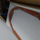 TRAHOME Irregular Asymmetrical Wall Mirror, 48" x 24" Flannel Wrapped Wooden Frame Frame Mirror for Living Room Bathroom Entryway, Hanging or Leaning Against Wall(Orange)