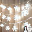 Christmas Snowflake Lights, 20ft 40LED 8 Modes & Timer Battery Operated Fairy Lights for Indoor/Outdoor Holiday Party Decorations (White)
