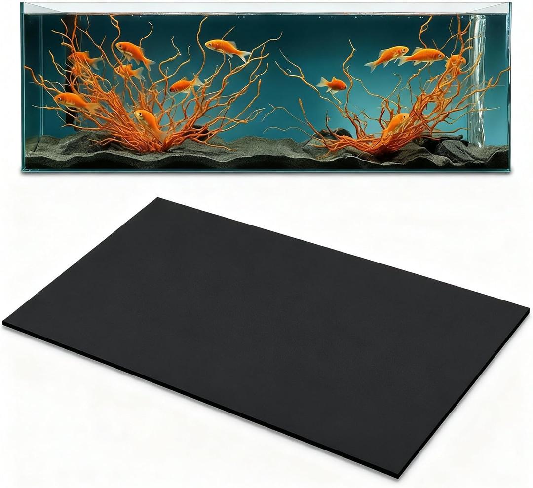 Pangda 1 Pcs 24 x 12 Inch Aquarium Fish Self Leveling Mat for Under Tank 5mm Thick Foam Compressible Neoprene Mat with Adhesive Backing Shockproof Waterproof Easy to Cut Stability, Black