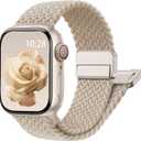 Magnetic Braided Stretchy Loop - Compatible with Apple Watch Band Women Men, Elastic Woven Fabric Nylon Strap for iWatch m/40mm/41mm/42mm(series 11/10)