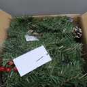 Timer 8 Mode - 9Ft by 10 Inch Prelit Christmas Garland with 50 Warm Lights,Thick 270 Snowy Tips 70 Red Berry 10 Pinecone Battery Operated Real Touch Cedar Xmas Garland Door Mantle Indoor Outdoor