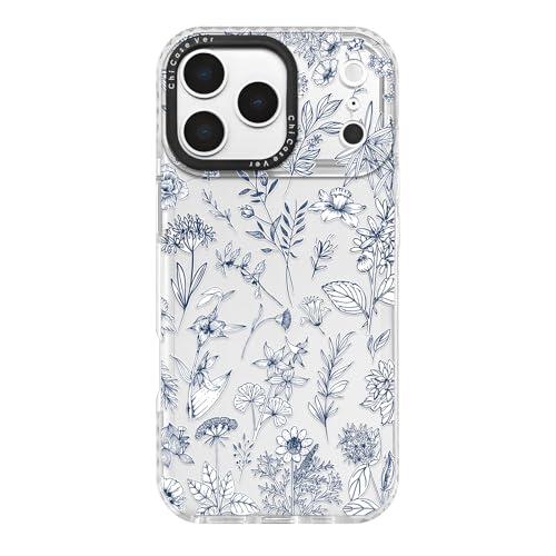 ChiCaseVer for iPhone 17 Pro Case, Vintage Botanical Pattern with Blue Flowers, Military-Grade Drop Protection, Cute Soft Slim TPU Protective Cover with Camera Lens Protection for Women & Girls