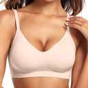 Vertvie Womens Seamless Jelly Bras No Underwire Comfort Push Up Bras Buttery Soft Wireless Bralette Full Coverage Sports Bra (Small, Skin)
