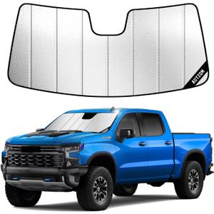Windshield Sun Shade for Chevrolet Silverado/GMC Sierra 1500, Custom-fit Windshield Cover, Keeps Truck Interior Cool & Protects Dash 2019-2026 Chevrolet Silverado/GMC Sierra 1500 Accessories