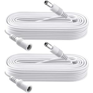 DC Power Extension Cable 5.5mm x 2.1mm 10FT 2Pack, Female to Male Power Cord for 12V/24V CCTV Security Cameras, DVR, IP/WiFi Cameras, LED Strip Lights, Routers, DC Power Supply Adapter - White