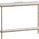 Antique Console Table with Faux Marble Wood Top, 47" Narrow Entryway Table with 2-Tier Open Storage Shelves, Modern Slim Sofa Table with Antique Brass Finish for Hallway, Living Room