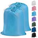Polecasa Extra Heavy-Duty Laundry Bag 21x24”- Machine Washable Small Storage Bag with Reinforced Handles & Drawstring Closure & ID Tag for College Dorm Travel - Gulf Blue