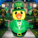 5FT St. Patricks Day Inflatable Outdoor Decorations Cute Duck Inflatables Blow Ups with LED Lights St Patricks Day for Outside Garden Yard Lawn Holiday Party Home Decor