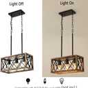Farmhouse Light Fixtures,3-Light Dining Room Light Fixture,Industrial Metal Kitchen Pendant Lighting Over Island, Chandelier for Dining Table Kitchen Sink, Wood Grain Finish