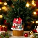 Thyle Cardinal Birdhouse Christmas Ornament Hand Painted House Ornament with Red Bird Tree Cardinal House Table Centerpiece Vintage Gifts for Holiday Christmas Tree Winter Home Decoration