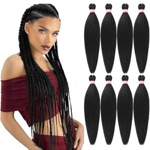Dorsanee Pre Stretched Braiding Hair 20 Inch 8 Packs Natural Black Professional Braiding Hair for Braids Soft Yaki Texture Hot Water Setting Synthetic Hair Extensions (20inch,#1B)