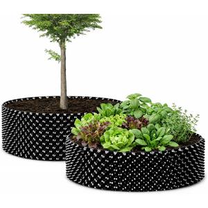 RooTrimmer Air Pruning Containers 60 Gallon 2P, Raised Garden Bed Large Tree Pos New Plastic Nursery Pot Fruit Vegetable Garden Grow beds (4 ft Diameter), Black