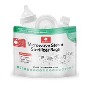 dearlomum Microwave Steam Sterilizer Bag for Baby Bottles 8 Count (20 Uses Per Bag), Reusable Travel Sterilization Pouches, Disinfection Container for Baby Pacifiers and Breast Pump Accessories