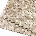 3D Metal Peel and Stick Backsplash for Kitchen,Mini Hexagon Tile Stickers Self Adhesive Wall Tiles Heat Resistant(8 Sheets,Champagne Gold)