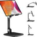 elitehood Aluminum iPad Stand for Desk [Ultra-Stable & Sturdy], Height Adjustable Tablet Stand, Portable Tablet Holder Dock for Home Office, Compatible with iPad Pro 12.9, iPad Air Mini 6 5 4 3, Black