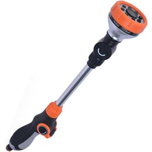 Watering Wand for Garden Hose (18.5") - Heavy Duty Stainless Steel Sprayer Nozzle Wand with 8 Patterns Water Flow, Adjustable 180 Rotating Head for Plant Care | Sprinkler Wand with Thumb Flow Control