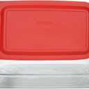 Pyrex Basics 3 Quart Glass Oblong Baking Dish with Red Plastic Lid -9 inch x 13 inch x 2 inch - Original Genuine Pyrex - Made in the USA