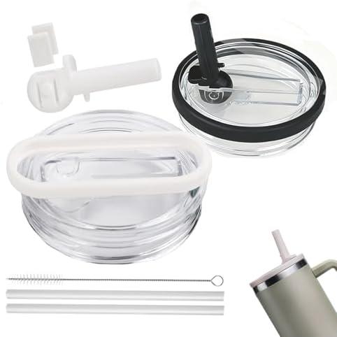 owmoer 40 oz Tumbler Detachable Flip Straw Lid Replacement Inside Diameter 3.6 Inch, Upgrade Leak Proof Splash Lids For Stanley, 2 Pcs Spillproof Tumbler Flip Lid For Stanley Lid Replacement 40 oz