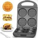 Baker's Friend Multi Stuffed Waffle Maker Thick, 4-Slice with 1.2'' Thick & 4'' Dia, Belgian Mini Waffle Maker Flip, Nonstick Breakfast Sandwich Maker, Stuffed Waffle Iron, Graphite
