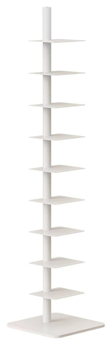 9-Tier Spine Bookshelf, Metal Bookcase, Vertical Spine Book Tower, Tall Narrow Ladder Book Shelf, Corner Shelf for Small Space, Multipurpose Storage Rack Display Book Shelf for Home Office(White)