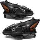 2013-2015 Nissan Altima Headlight Assembly for 2013-2015 Nissan Altima Only fit 4Door Clear Lens Black Housing with Amber Reflector Headlamp Replacement Left and Right