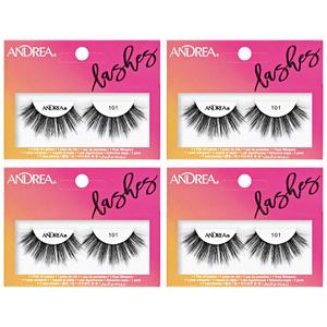 Andrea Strip Lash False Eyelashes 100 - Black, Dramatic Full Volume & Long Length, Reusable Lashes, 4PCS, Pack Of 2