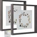 MUYE Square 12x12 Floating Frame in Gray,Double Glass Picture Frame for Wall Mount or Tabletop Standing with Hanging Hardware Included,Display Photo up to 12x12,2 Pack (Grey)