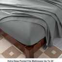 Levoo 100% Cotton Sheets Cal King Size Set 18"-24" Extra Deep Pocket Cal King Sheets Set Soft Breathable 4Pcs Bed Sheets with 1 Flat Sheet, 1 Fitted Sheet, 2 Pillowcases (Cal King, Dark Gray)