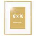 Fun Memories 8x10 Picture Frame, Gold Aluminum 8x10 Poster Frames with 5x7 Removable Mat with Plexiglass, Vertical and Horizontal Display, Wall Hook Hanging, Set of 2