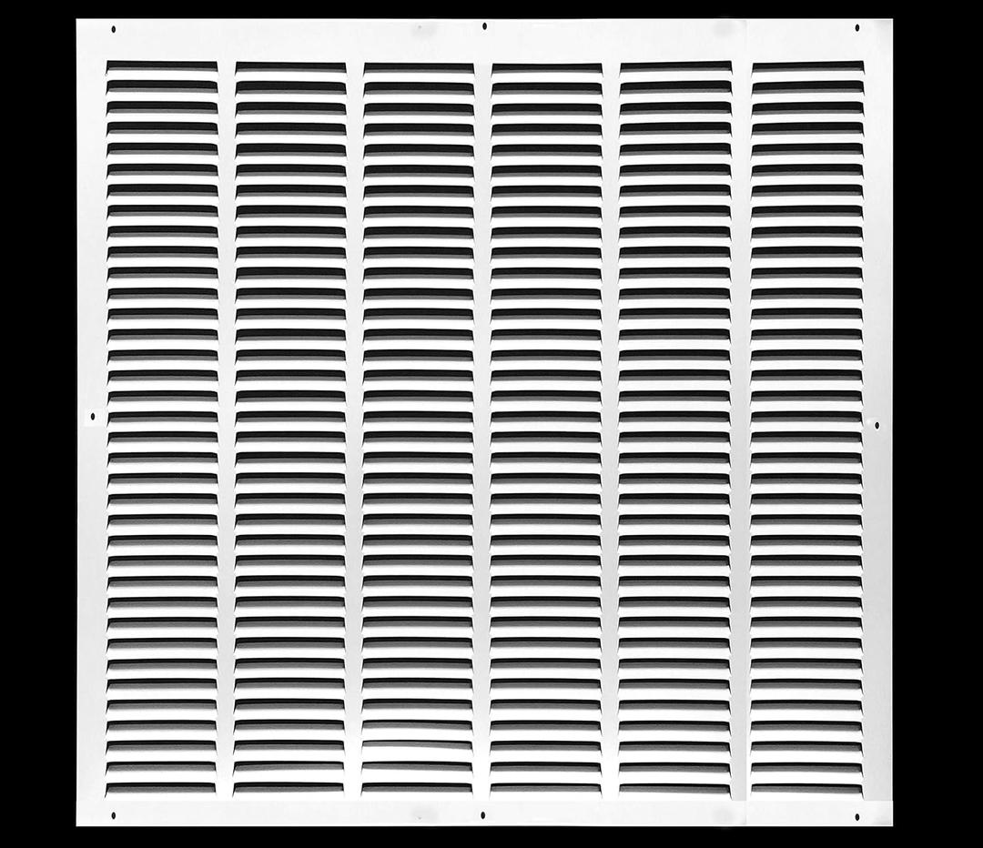 HVAC Premium 26'' x 32'' [Duct Opening] Flat Stamped Steel Return Air Grille - Sidewall and Ceiling - HVAC Vent Duct Cover - White [Outer Dimensions: 27.75''w X 33.75''h]