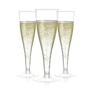 Prestee Set of 200 Plastic Champagne Flutes - Clear Champagne Glasses for Parties, Weddings, Events - 4.5 oz Disposable Drinkware - Elegant Stemware for Toasts Cocktails Mimosas