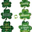 Yookeer St Patricks Day Decoration Wooden Shamrock Door Sign with Rope Shamrock Hanging Sign Lucky Clover Door Hanger Irish Hanging Decorations for Porch Wall Entryway Decor (Shamrocks)