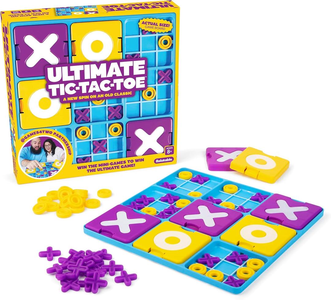 Ultimate Tic Tac Toe by Relatable, Exciting Board Games for Easter Family Gatherings, Great Games for Kids, Includes 1 Board, 41 Mini X's, 40 Mini O's, 5 Large X's, 5 Large O's  Easter Basket Gift