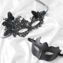 Zinniday Masquerade Masks for Couples - 2 Pcs Feather Butterfly Lace Mask and Plastic 2026 Venetian Masks for Womenb Men