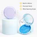 Retainer Holder with Mirror & Lanyard, Compact Night Guard Case with Vent Holes, Partial Denture Container for Purse, Portable Aligner Box Compatible with Invisalign (Purple)